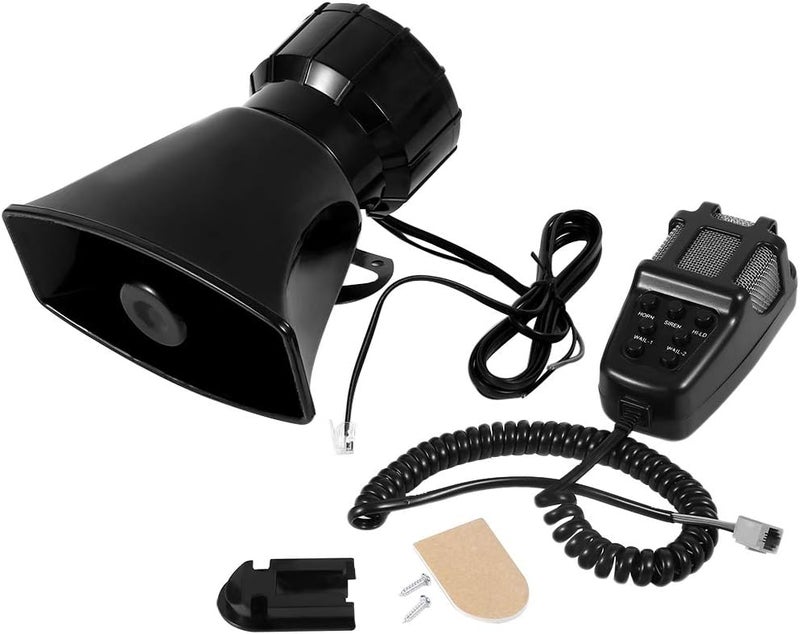 EVGATSAUTO Horn Siren, 12V Horn Siren 7 Sounds Horn with Mic PA Speaker System for Car Boat Van Truck - Image 1